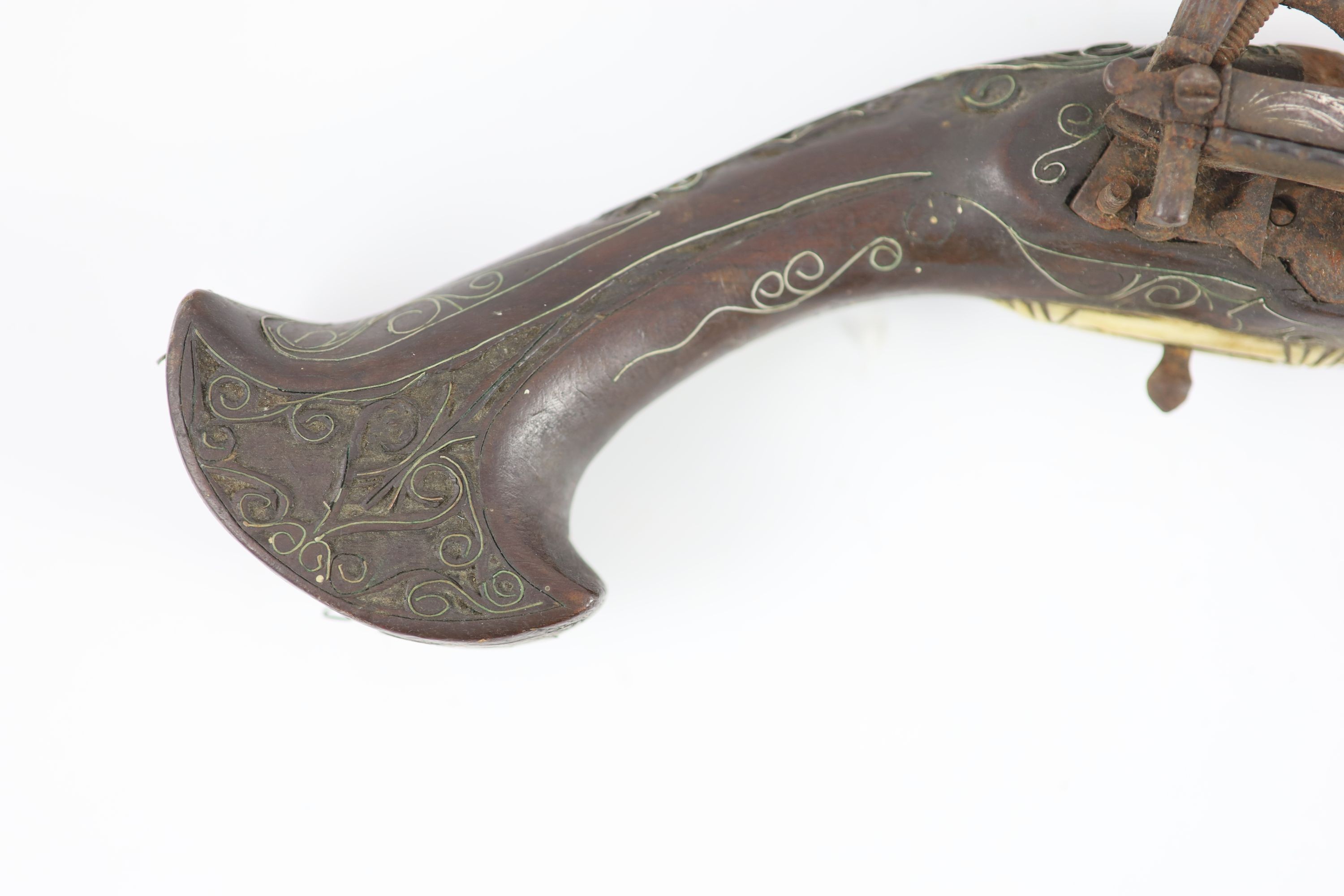 A Turkish market flintlock pistol, length 54cm